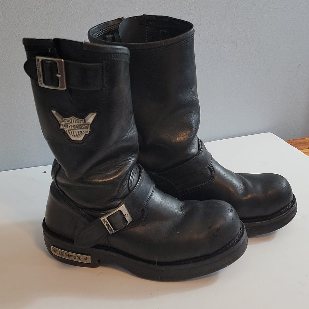 Harley Davidson Leather Motorcycle Boots / Size 8